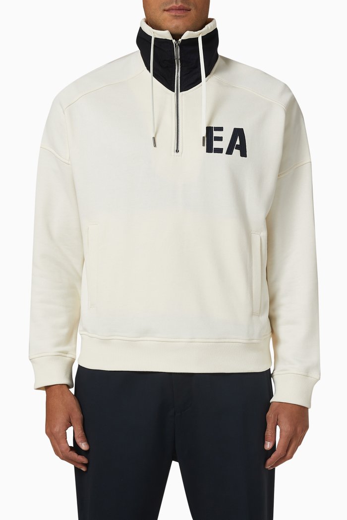 

EA Half Zip Sweatshirt in Cotton & Modal, Neutral