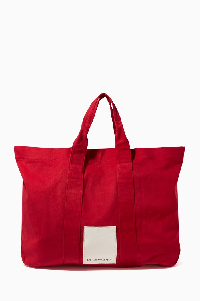 

Earctic Capsule Large EA Tote Bag in Organic Cotton-canvas, Red