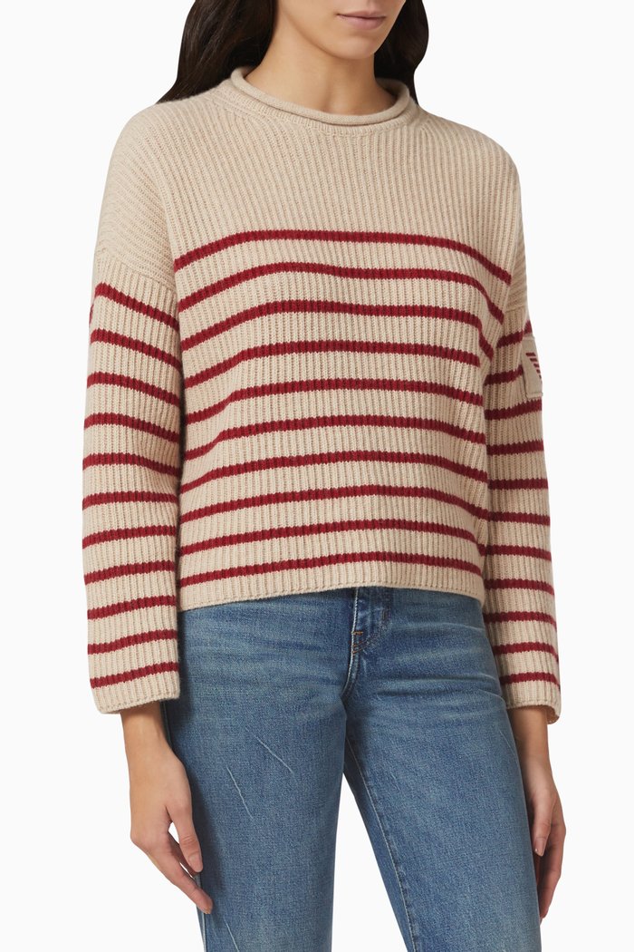 

EArctic Capsule Striped Sweater in Sustainable Wool Knit, Red