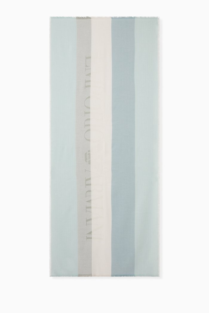 

Two-tone Logo Scarf in Cotton-blend, Blue