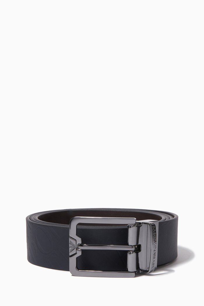 

EA Classic Reversible Belt in Leather, Blue