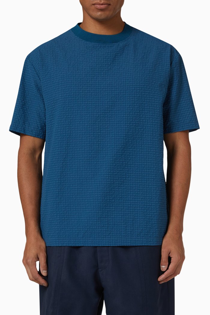 

Textured T-shirt in Nylon, Blue