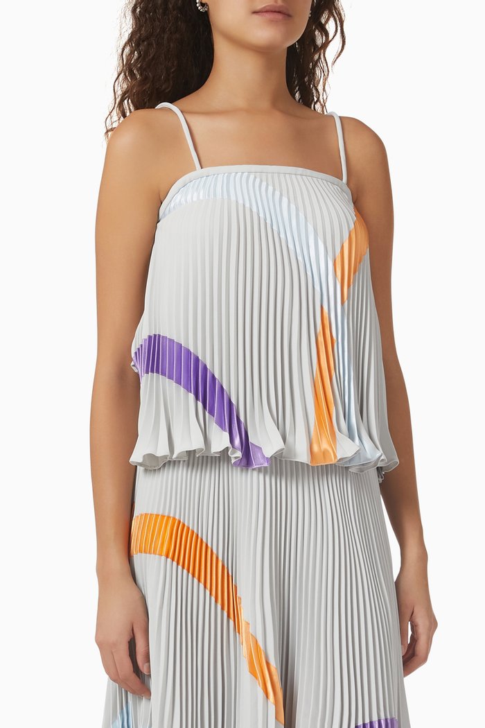 

Plissé Pleated Top in Georgette, Grey