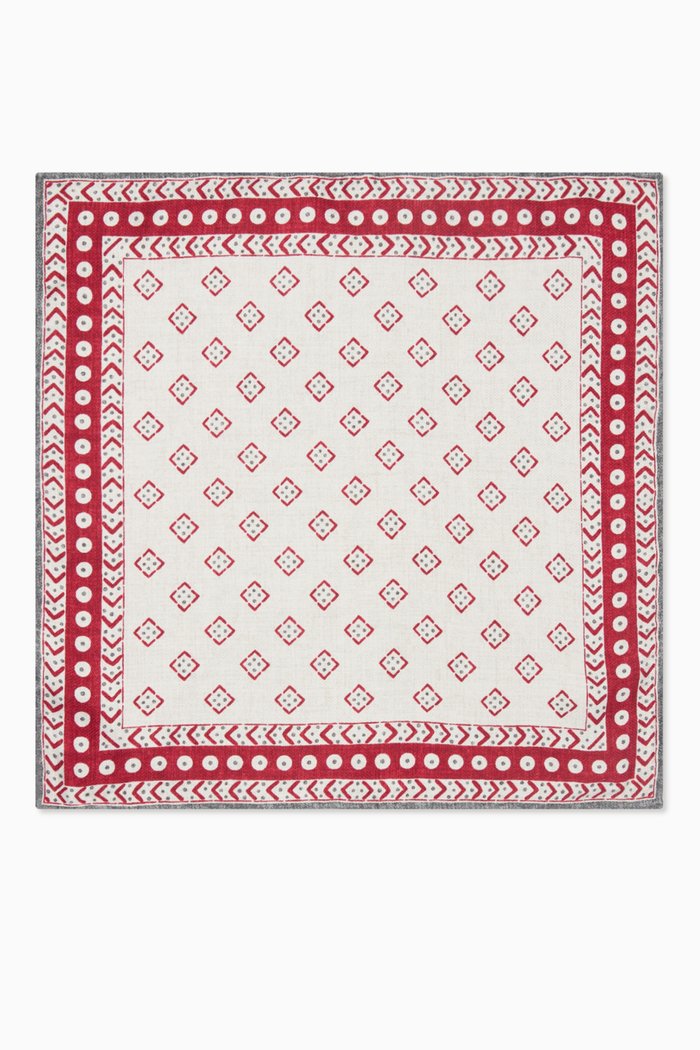 

Geometric Pattern Pocket Square in Silk, Neutral