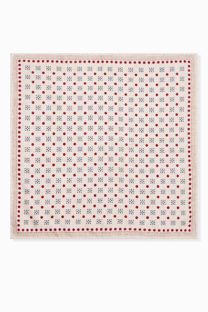 

Geometric Pattern Pocket Square in Silk, Neutral