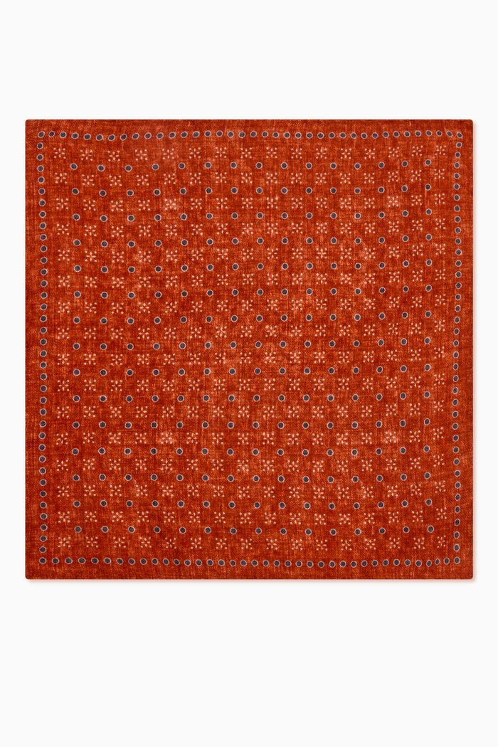 

Reversible Flannel Pocket Square in Wool, Orange