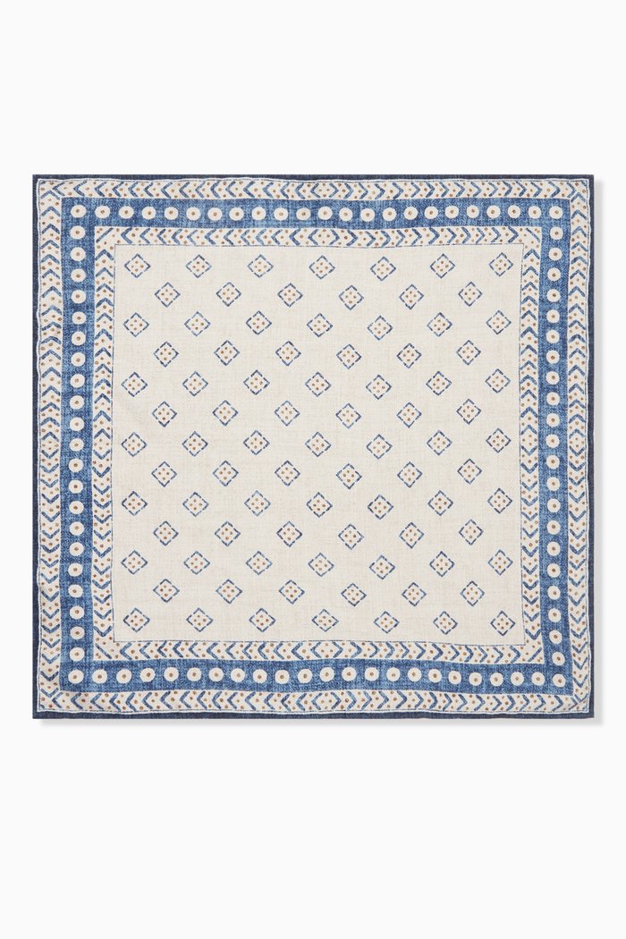 

Geometric Pattern Pocket Square in Silk, Neutral