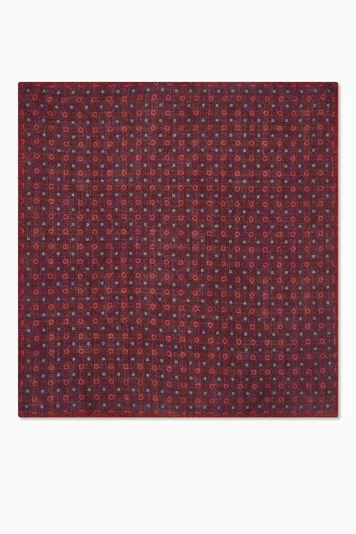

Reversible Flannel Pocket Square in Wool, Red