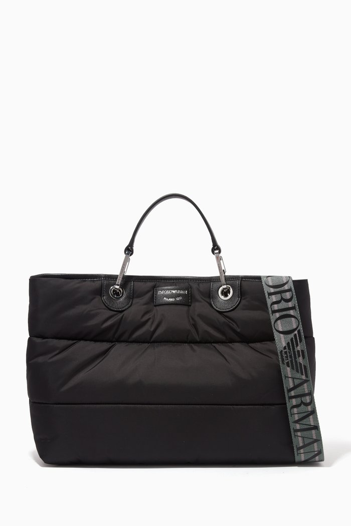 

My EA Medium Tote Bag in Padded Nylon, Black