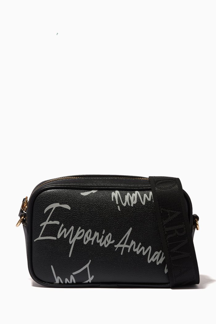

Lilly Logo-text Crossbody Bag in Leather, Black