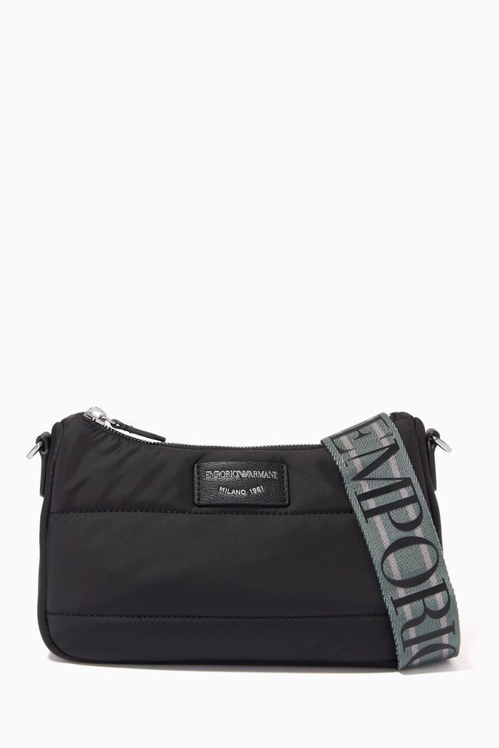 Medium Lilly Baguette Bag in Padded Nylon, Black