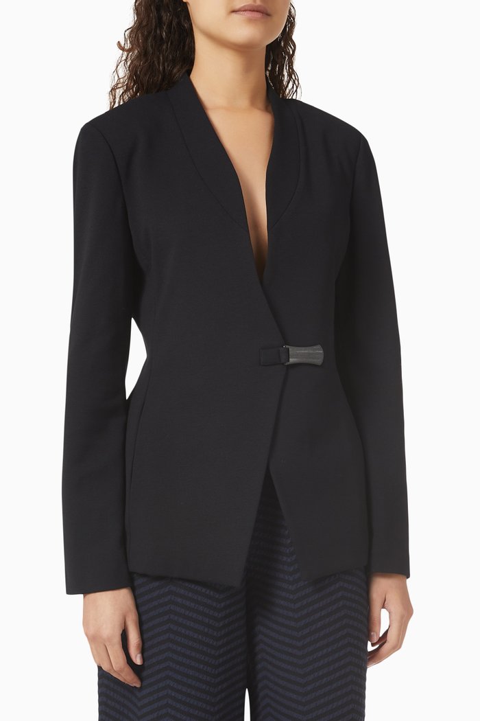 

Side Zip Blazer in Stretch Fabric, Black