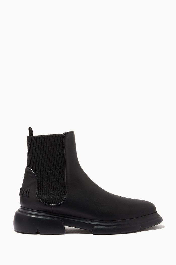 

Greta Chunky Ankle Boots in Leather, Black