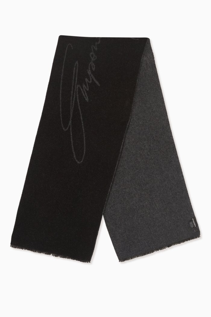 

EA Signature Logo Scarf in Wool, Black