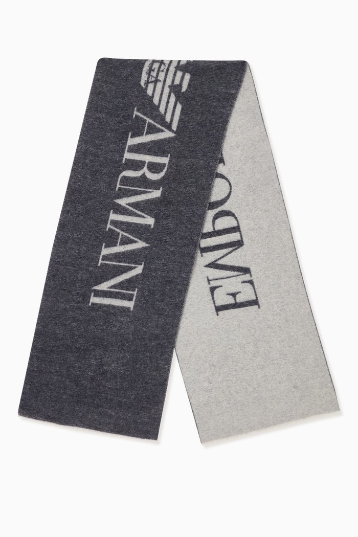 

EA Signature Logo Scarf in Wool, Blue