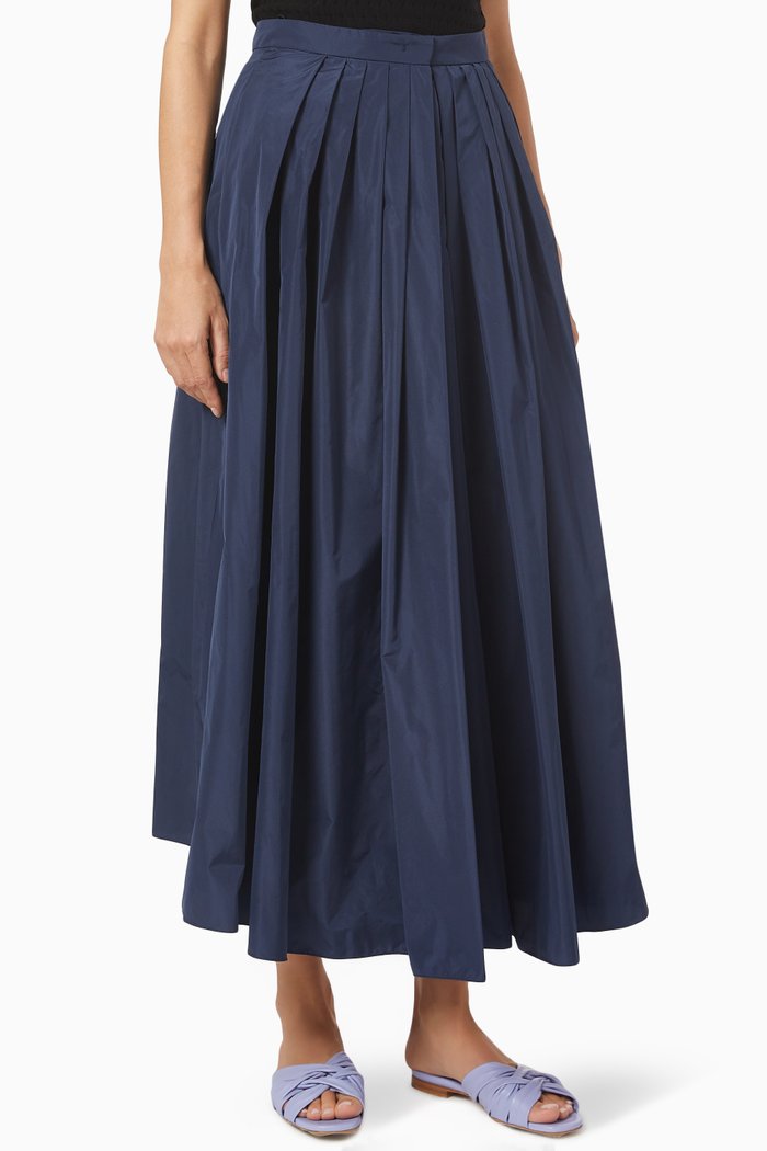 

Wide Leg Pants in Taffeta, Blue