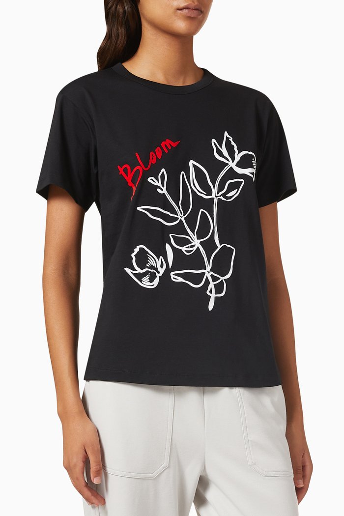 

Bloom Print T-shirt in Jersey, Black