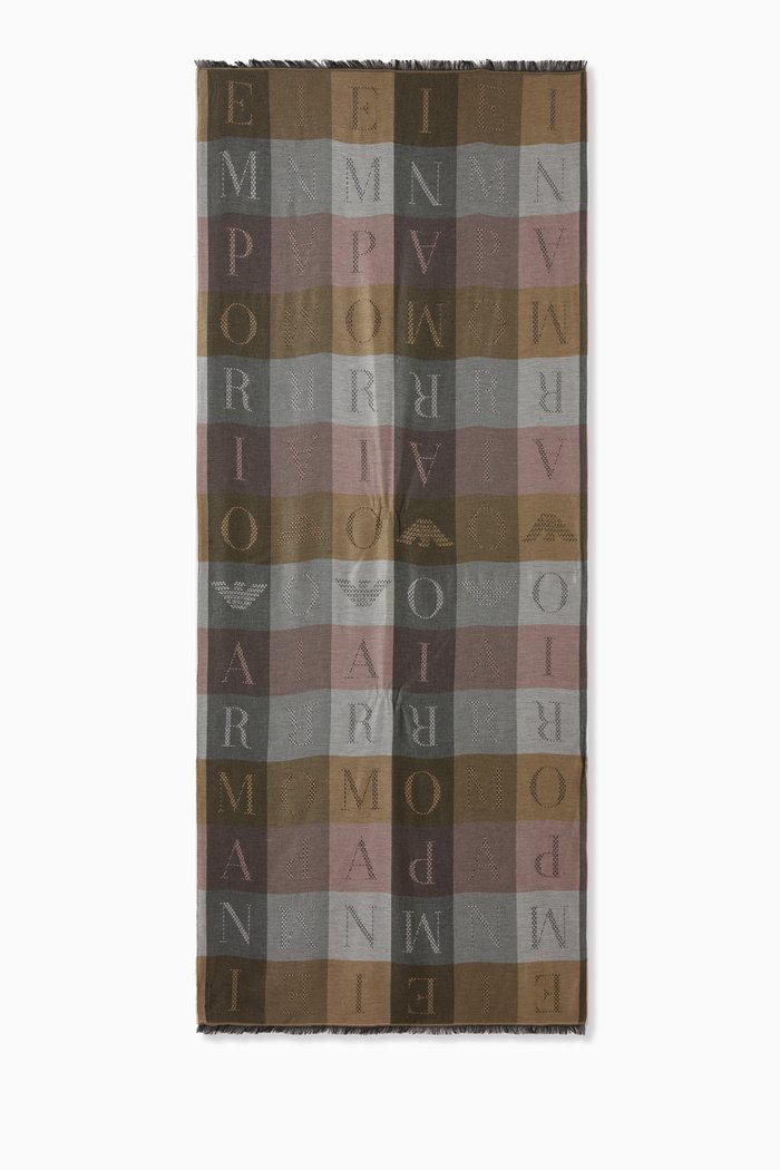 

Logo Check Scarf in Viscose, Multicolour