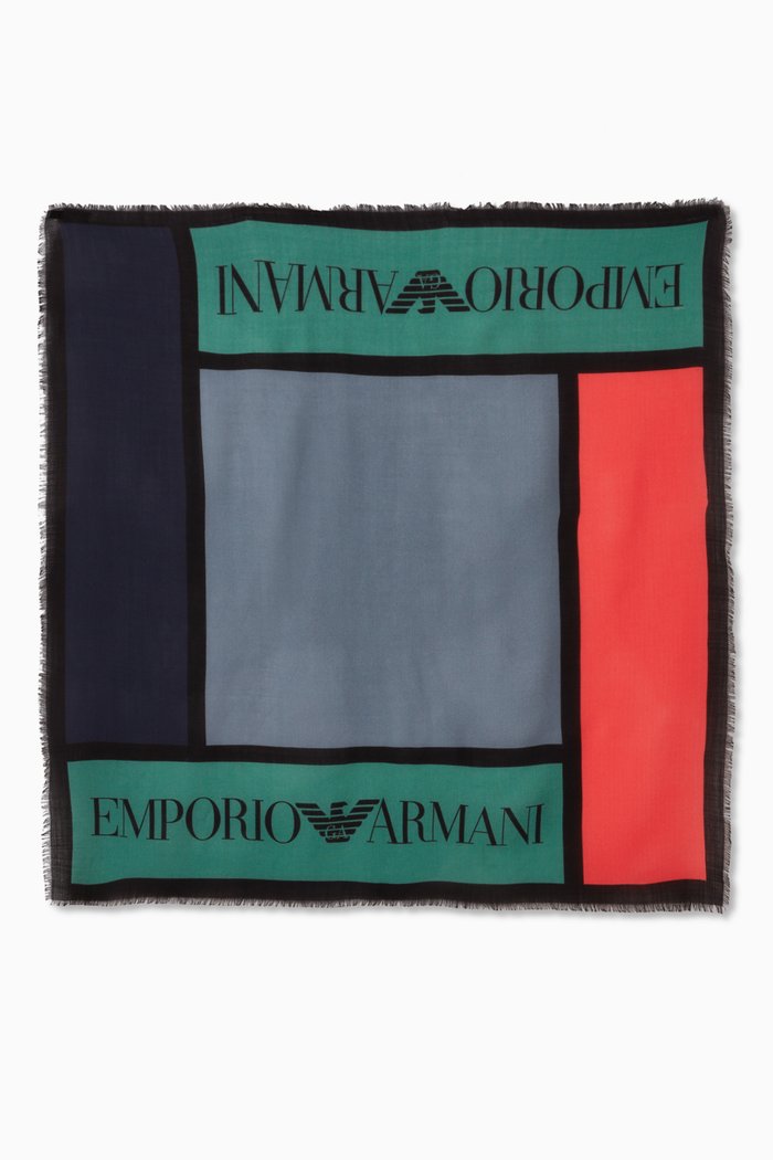 

Logo Colour-block Scarf in Virgin Wool, Multicolour