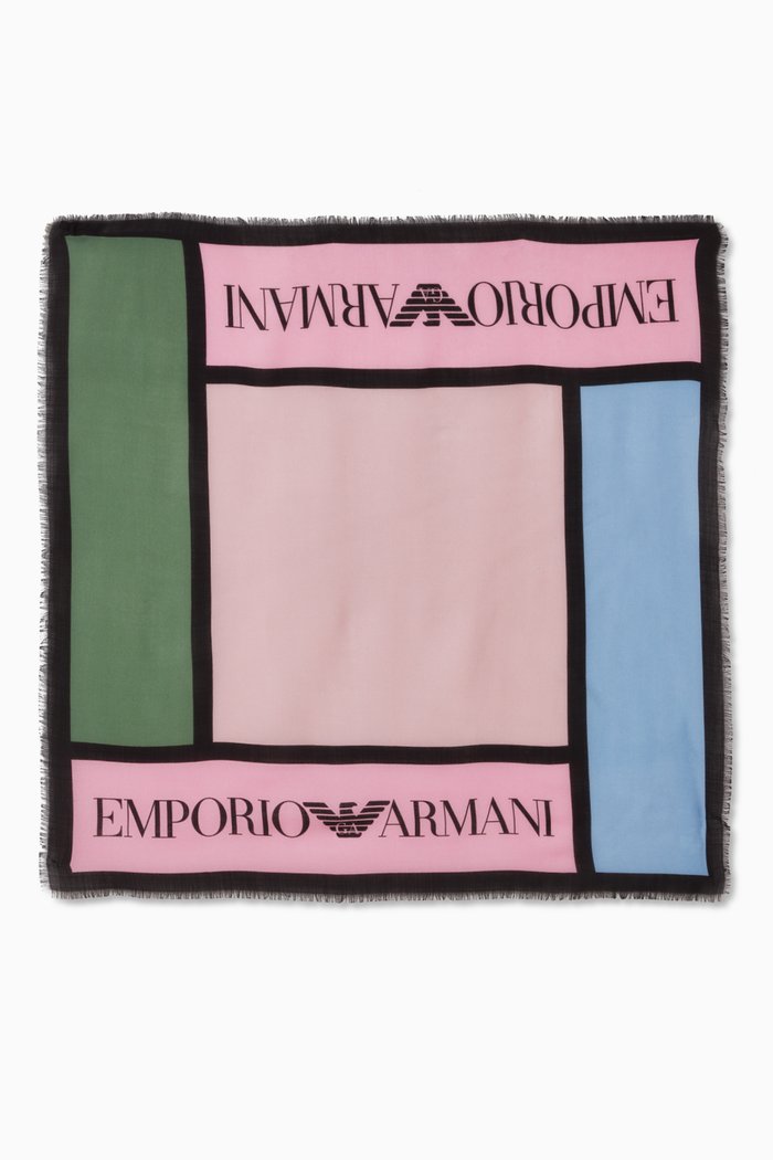 

Logo Colour-block Scarf in Virgin Wool, Pink