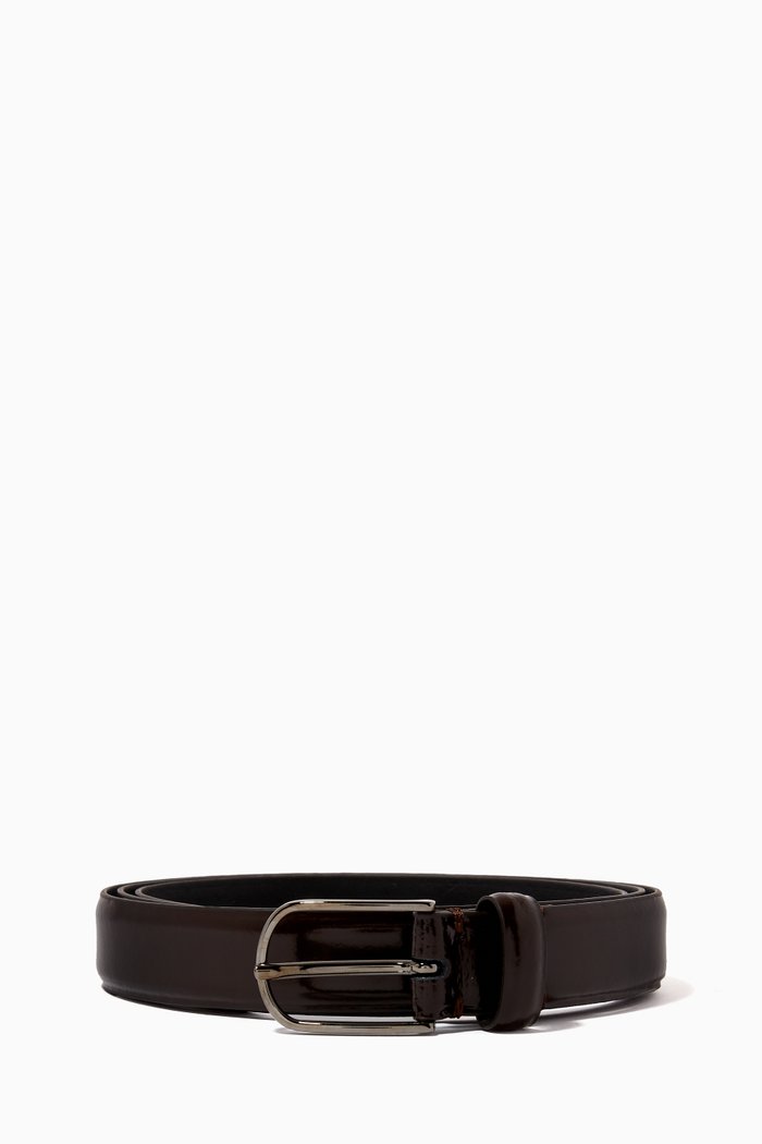 

Classic Buckle Belt in Leather, Brown