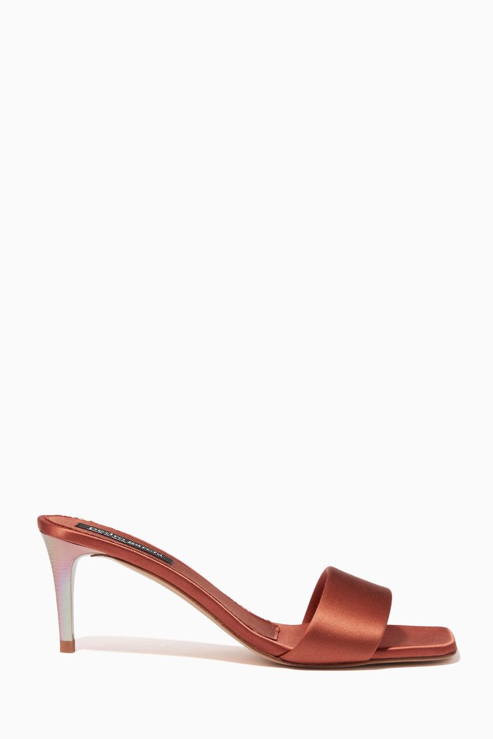 

Ilora 65mm Mule Heels in Silk Satin, Brown