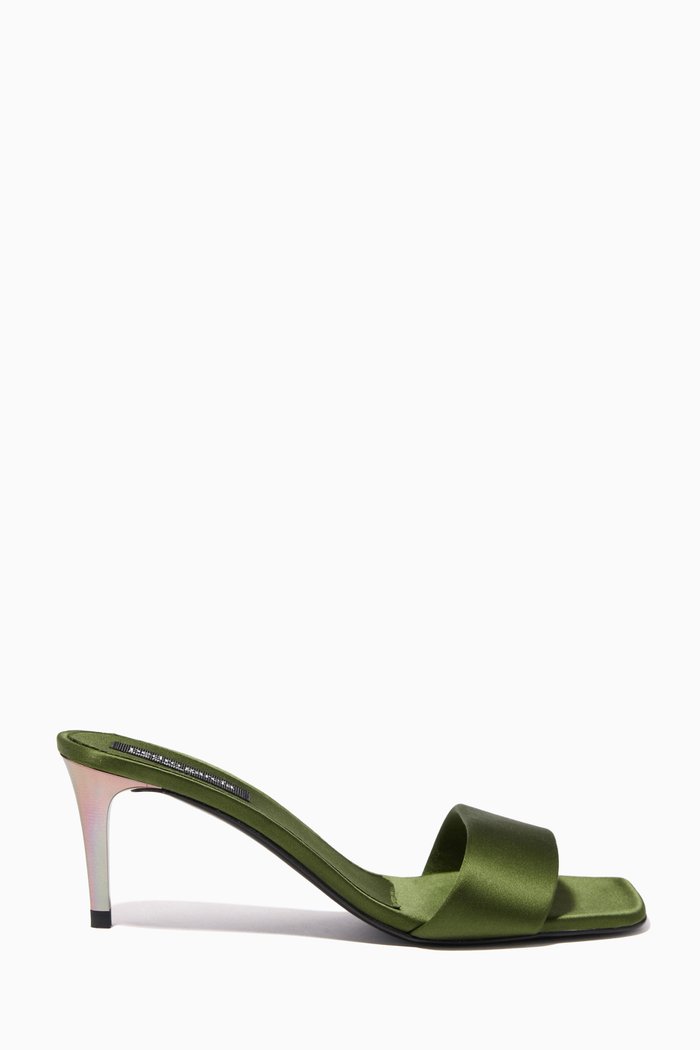 

Ilora 65mm Mule Heels in Silk Satin, Green