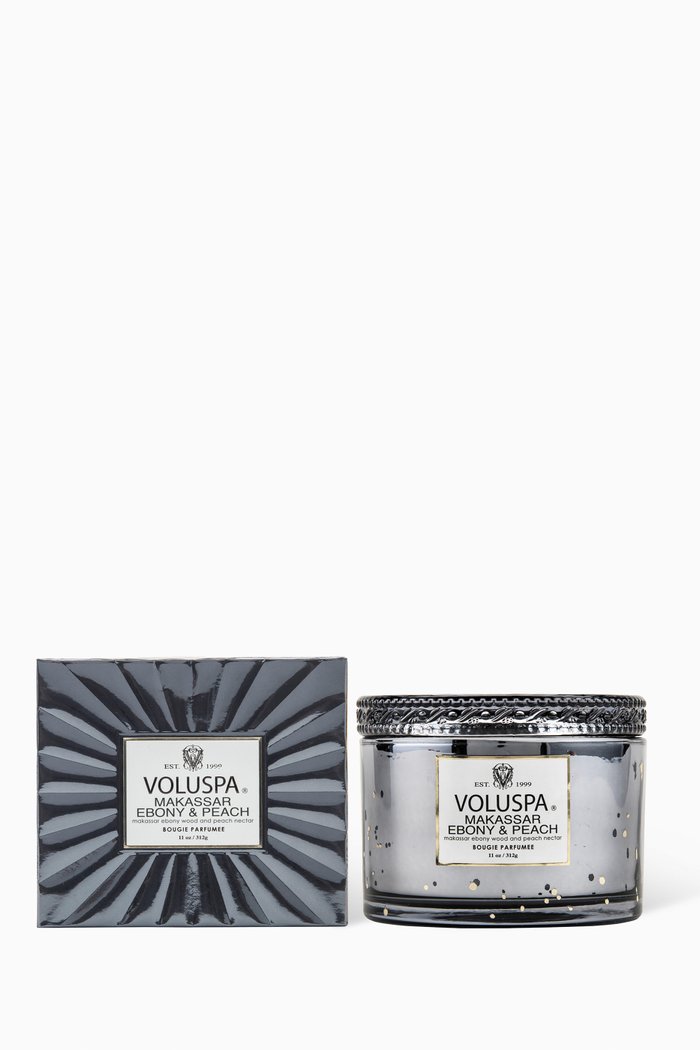 

Makassar Ebony & Peach Candle, 310g, Colourless