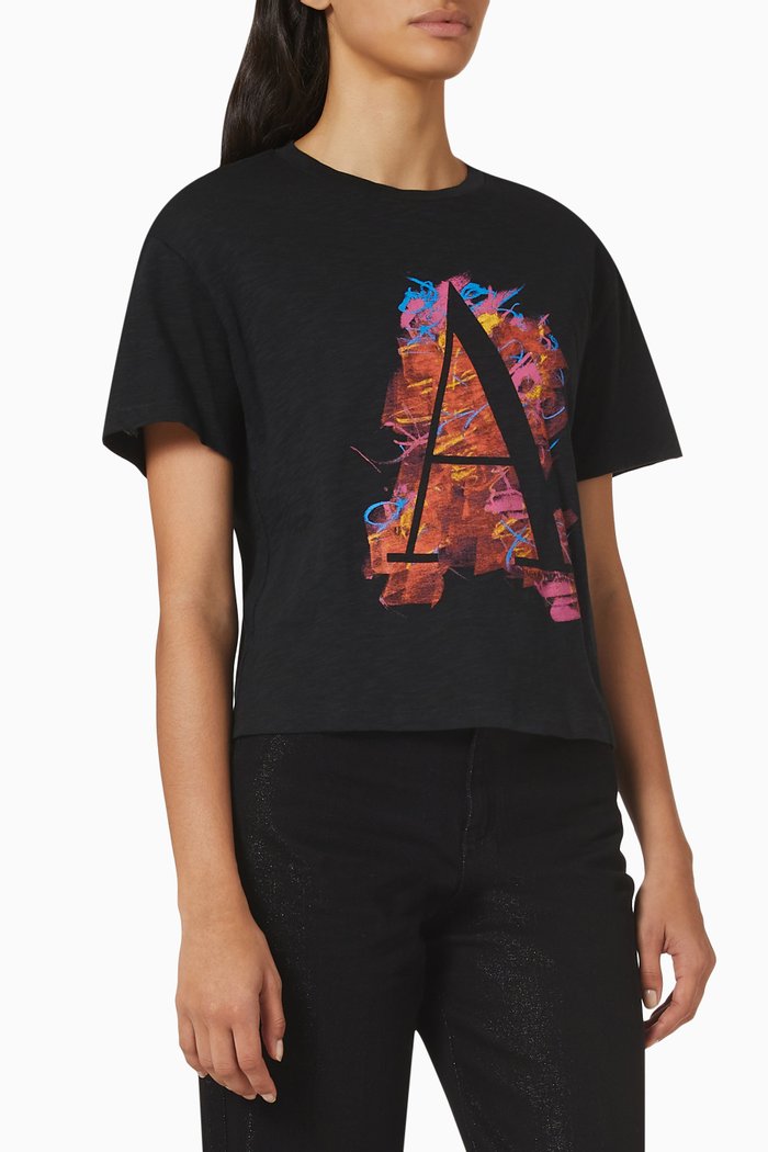 

R-EAcreate Logo Short T-shirt in Cotton & Lyocell, Black