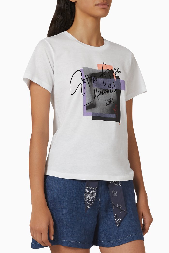 EA Photographic Logo T-shirt in Cotton, White