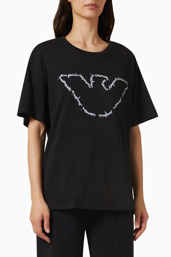 

EA Eagle Logo T-shirt in Cotton Jersey, Black