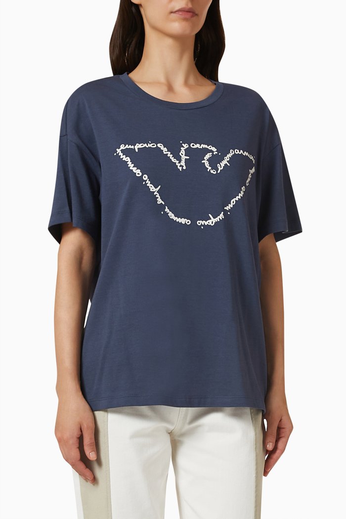 

EA Eagle Logo T-shirt in Cotton Jersey, Blue