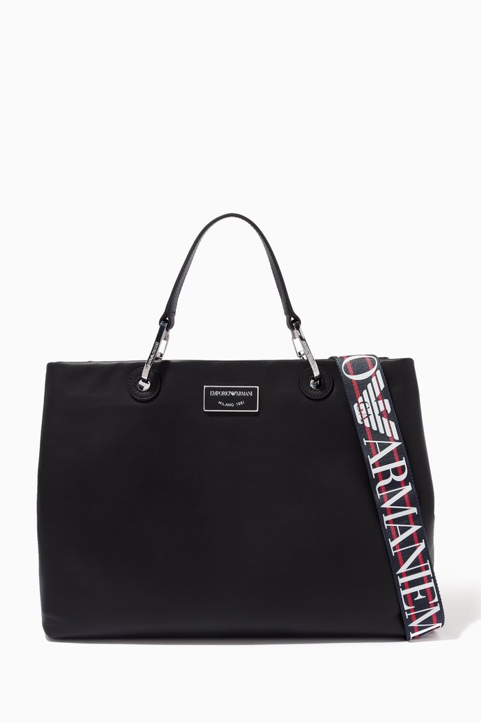 

My EA Medium Tote Bag in Eco Leather, Black