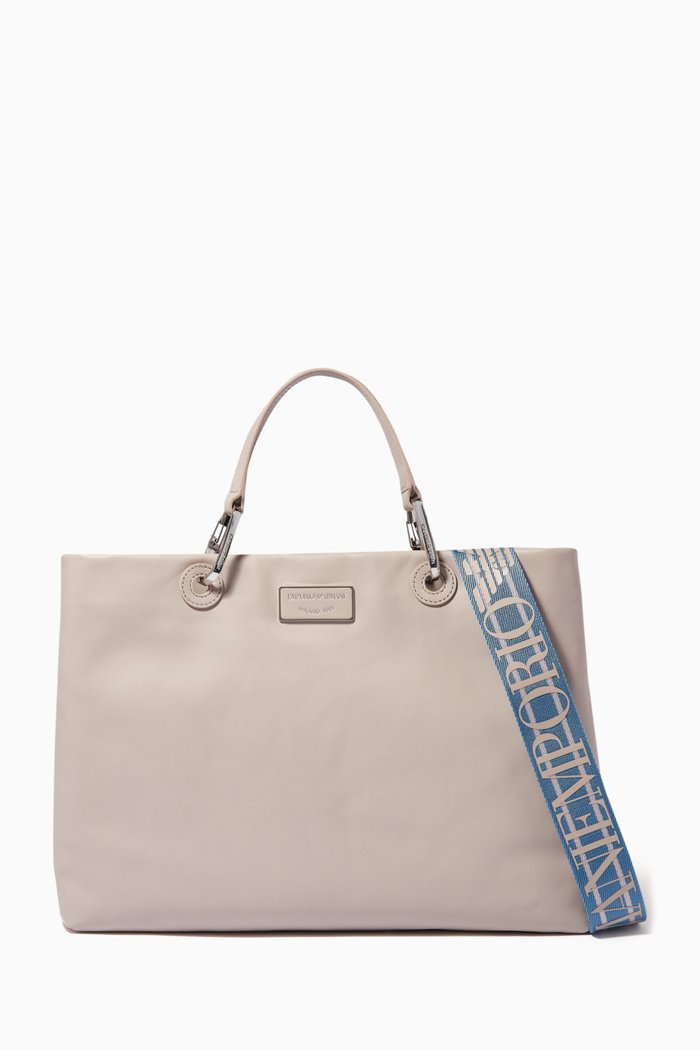 

My EA Medium Tote Bag in Eco Leather, Grey