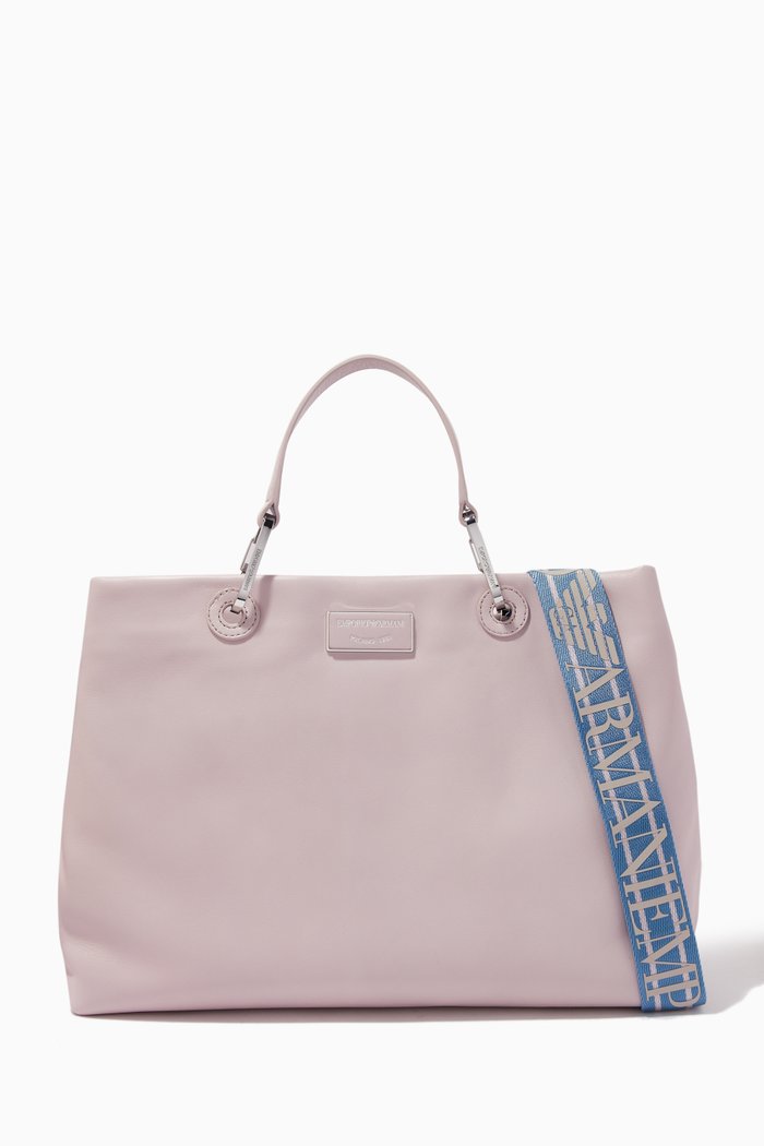 My EA Medium Tote Bag in Eco Leather, Pink