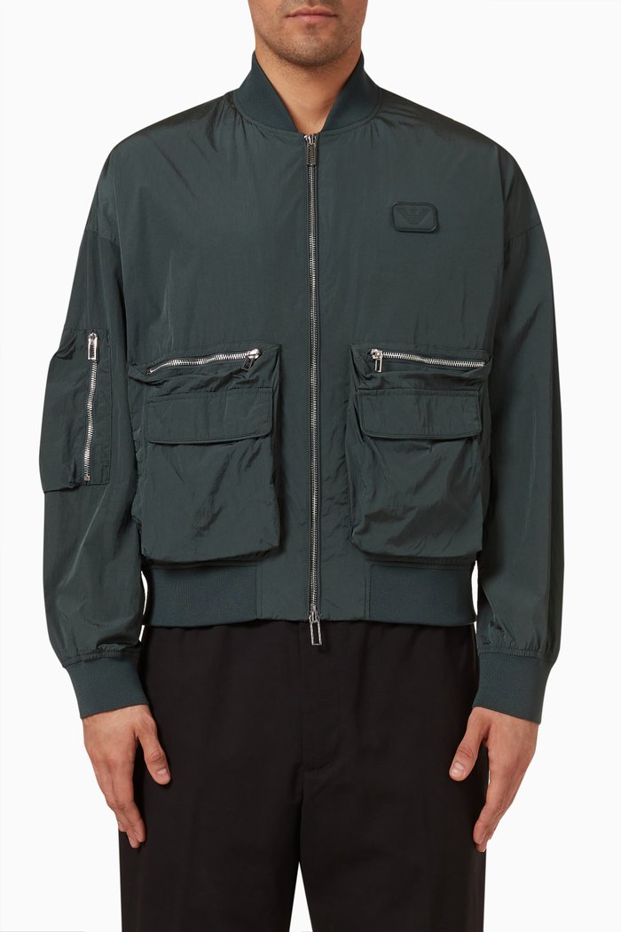 

Bomber Jacket in Nylon, Green