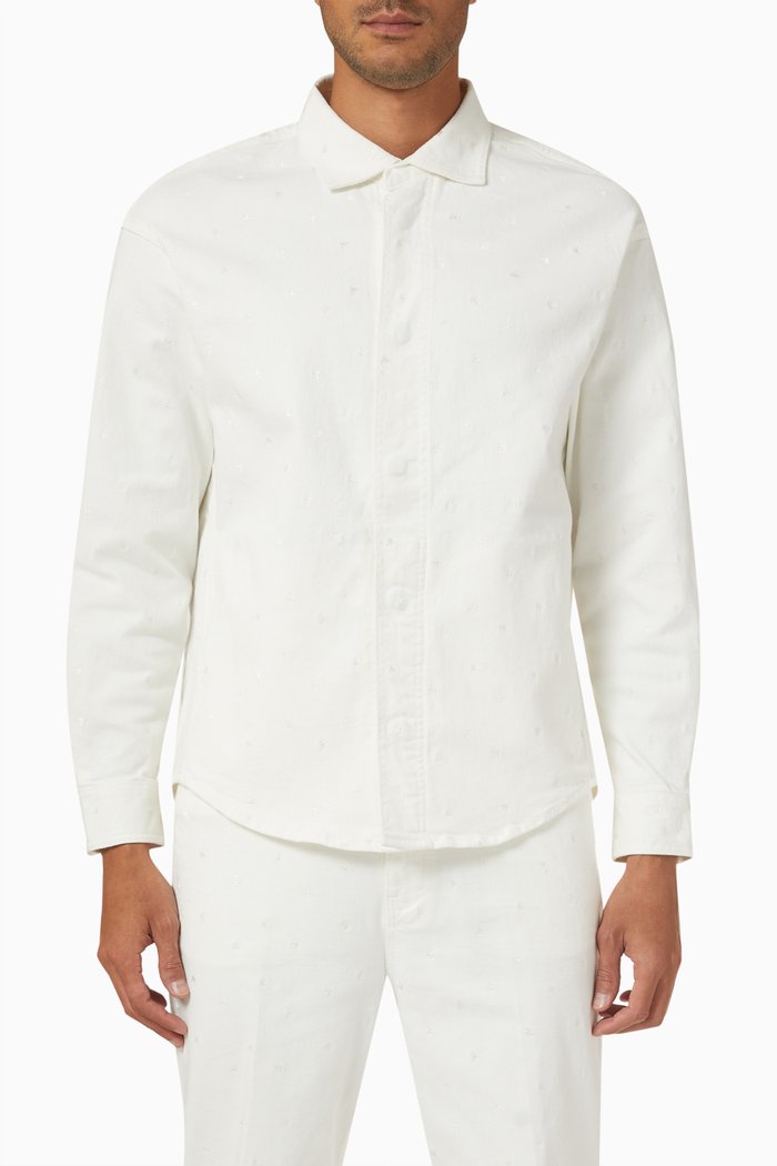 

Micro Eagle Logo Shirt in Denim, White