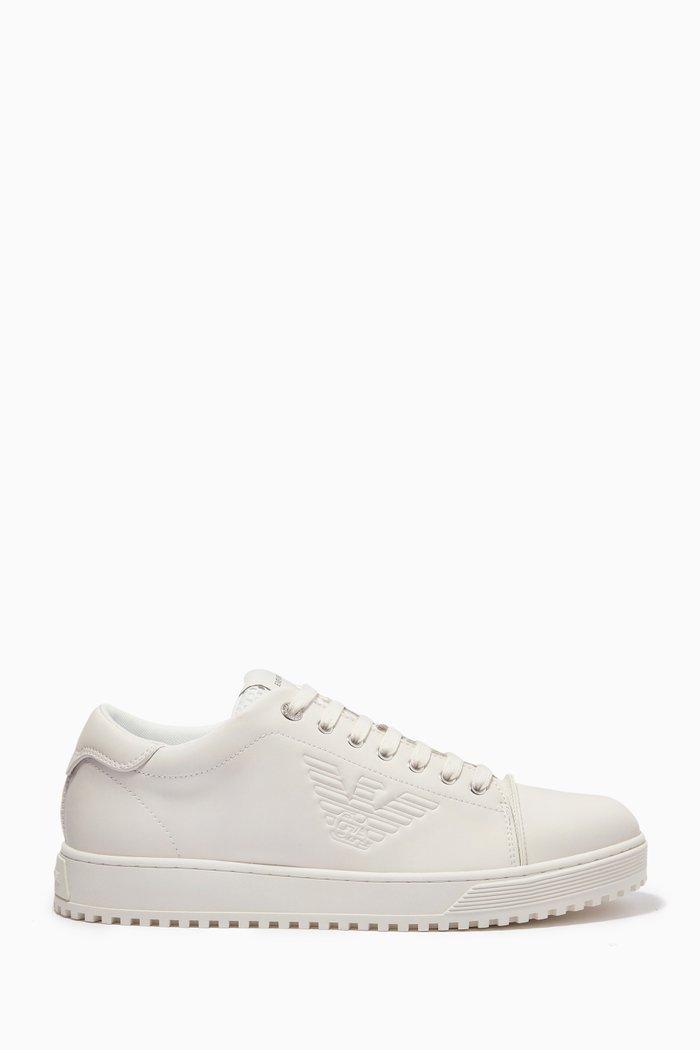 

Eagle Logo Sneakers in Leather, Neutral