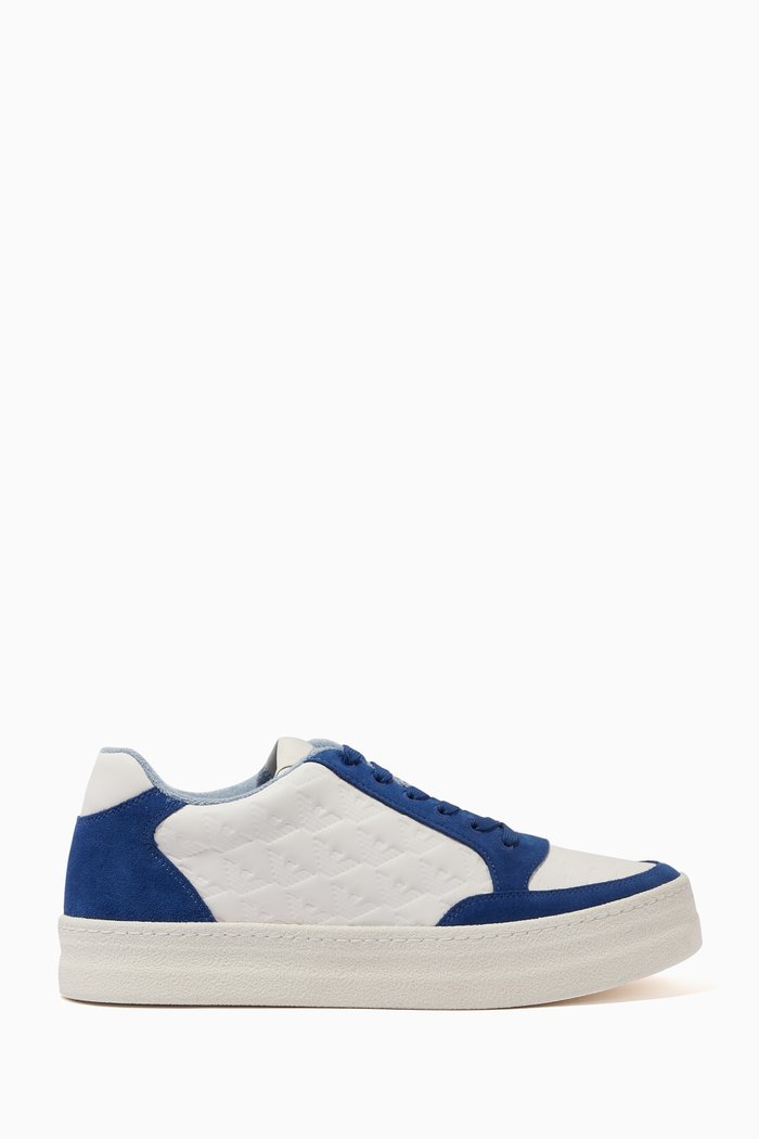 

Eagle-embossed Sneakers in Leather, Blue