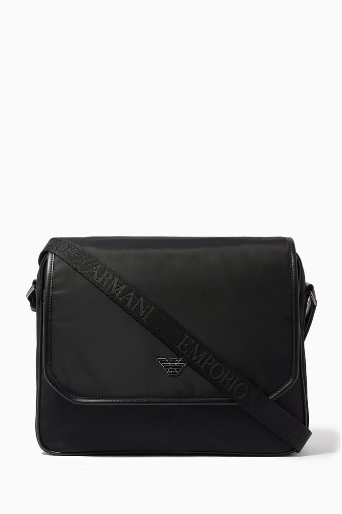 

Flap Crossbody Bag in Recycled Nylon, Black
