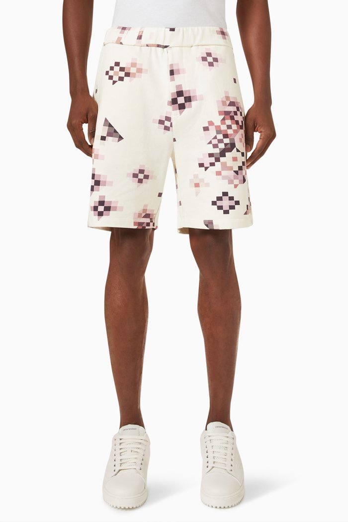 

Geometric Print Shorts in Cotton, Neutral