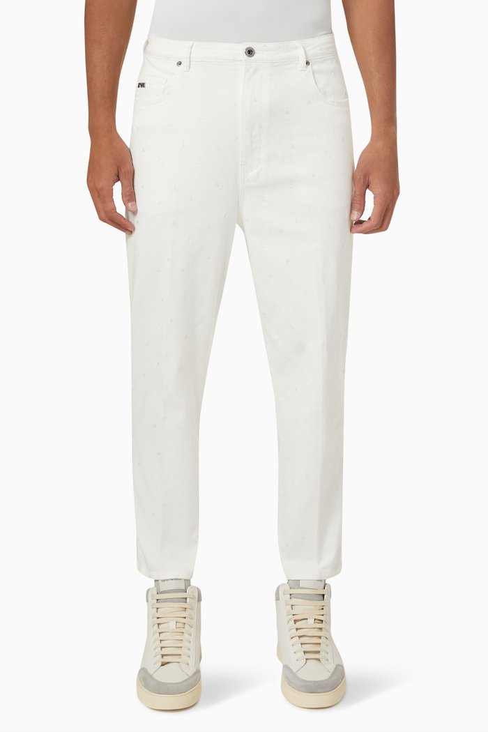 

Micro Eagle Logo Jeans in Denim, White