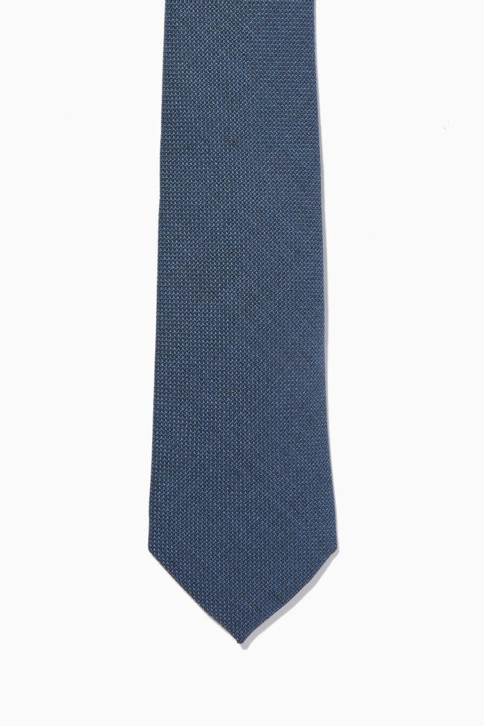 

3D Jacquard tie in Virgin-wool & Lyocell, Blue