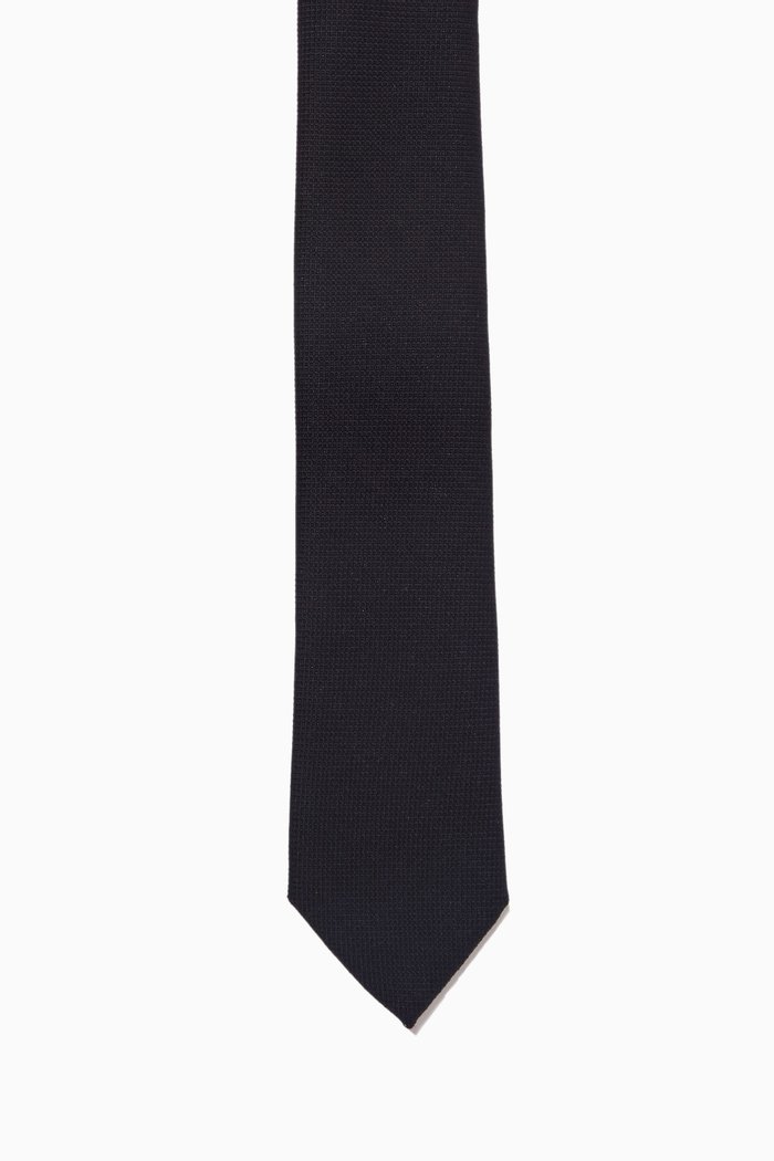 

3D Jacquard tie in Virgin-wool & Lyocell, Blue