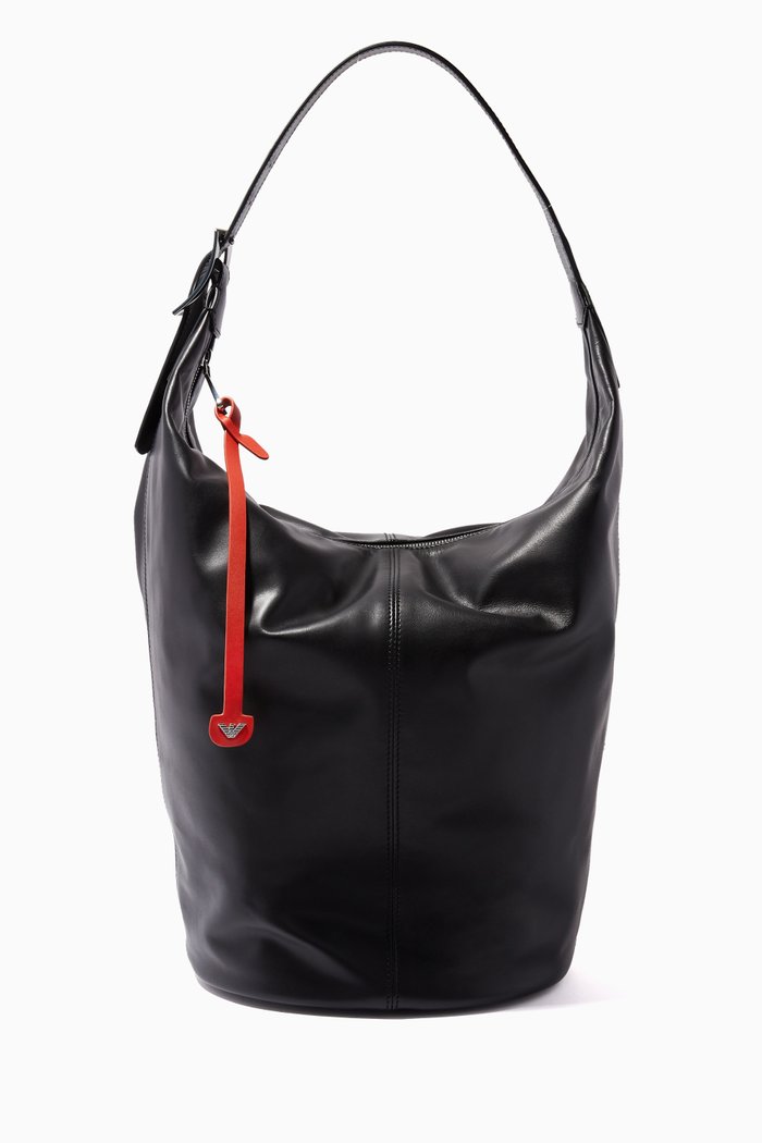 

Jenny Hobo Bag in Calf Leather, Black