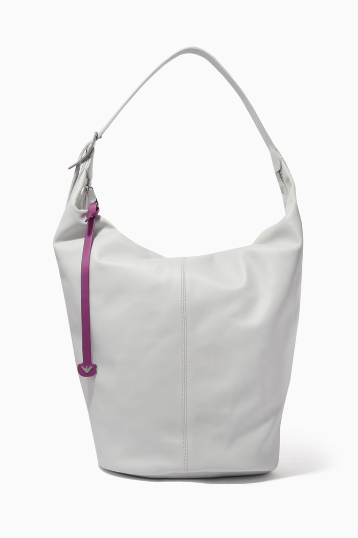 Jenny Hobo Bag in Calf Leather, Grey