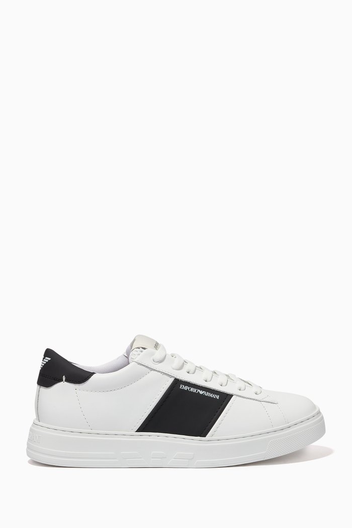 

Rubber Detailed Sneakers in Leather, White