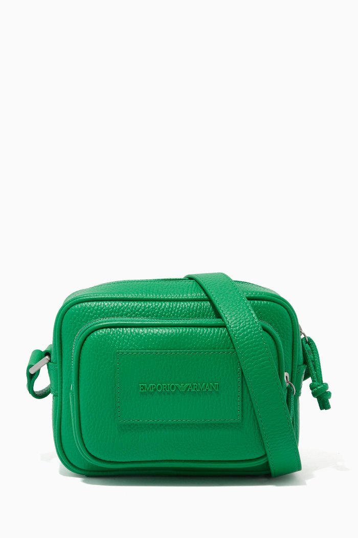 

EA Crossbody Bag in Tumbled Calf Leather, Green