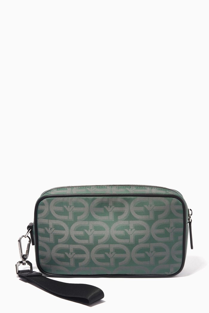 

R-EAcreate Wash Bag in Nylon Jacquard, Green