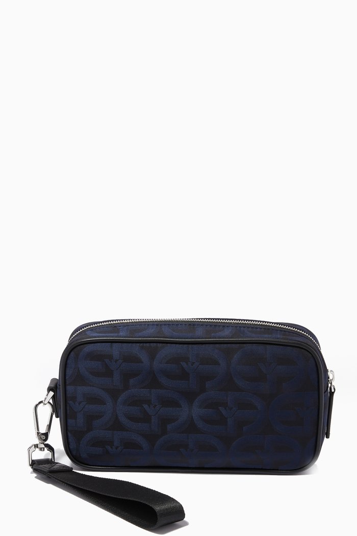 

R-EAcreate Wash Bag in Nylon Jacquard, Blue